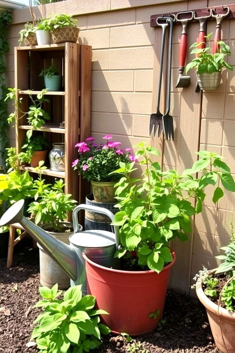 Upcycled Decor in a Shade Garden - 24 Shade Garden Design Ideas