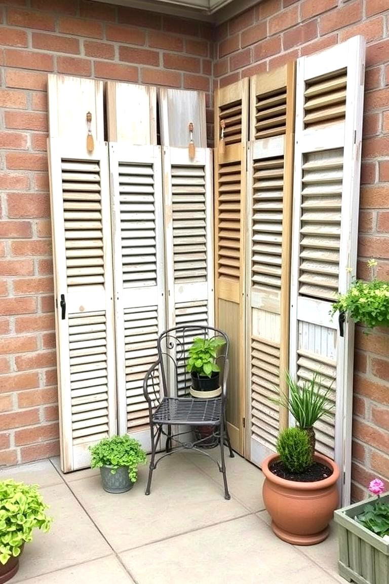 Upcycled Elegance with Repurposed Shutters - 24 Privacy Patio Ideas