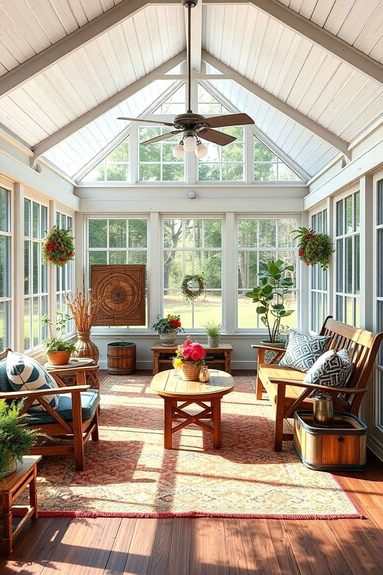 Upcycled Farmhouse Finds - 24 Farmhouse Sunroom Ideas