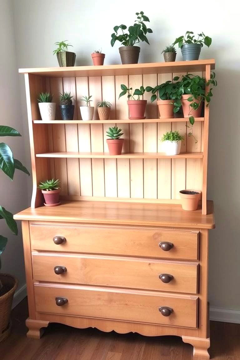 Upcycled Furniture Plant Wall - 24 Indoor Plant Wall Ideas