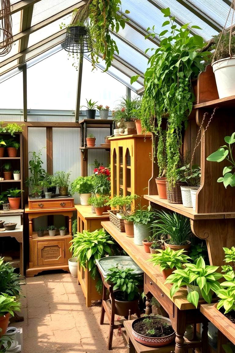 Upcycled Furniture Shelving - 24 Greenhouse Shelving Ideas
