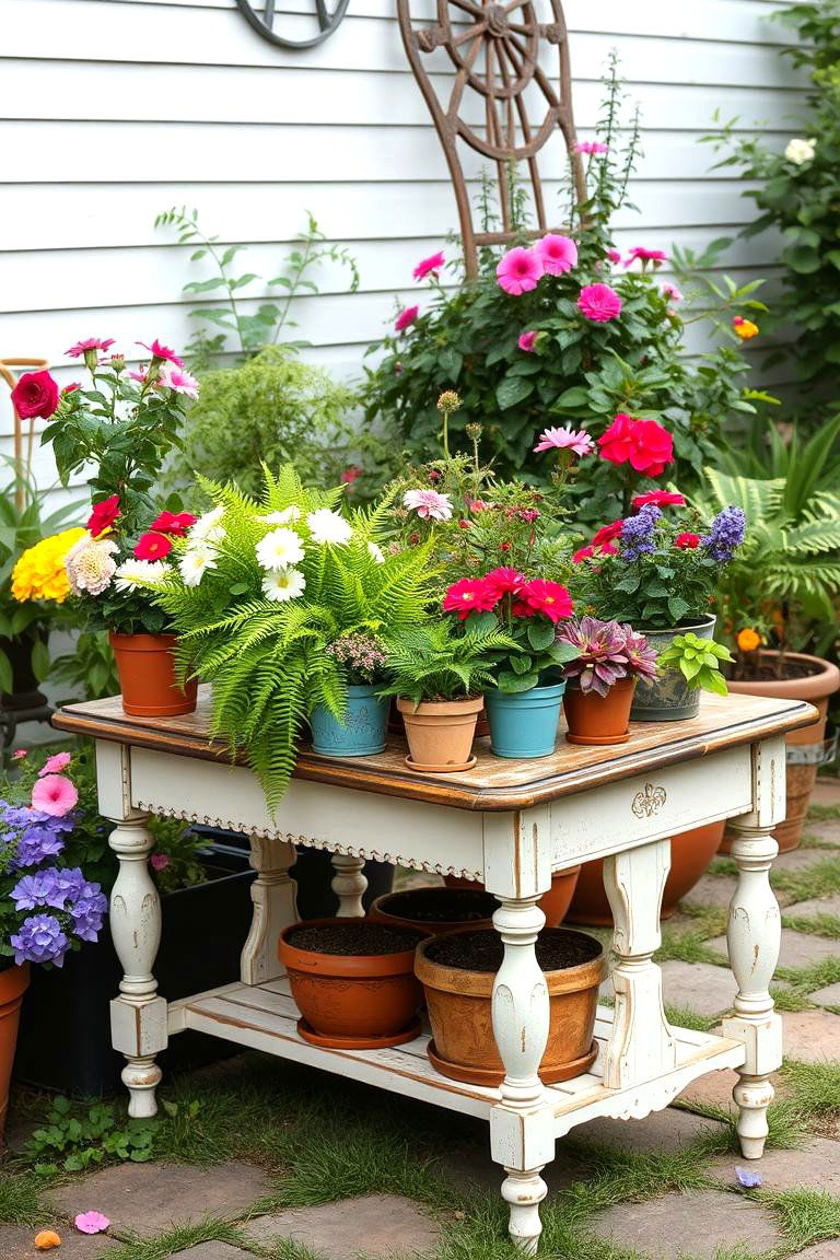 Upcycled Furniture Stand e.g - 24 Outdoor Plant Stand Ideas