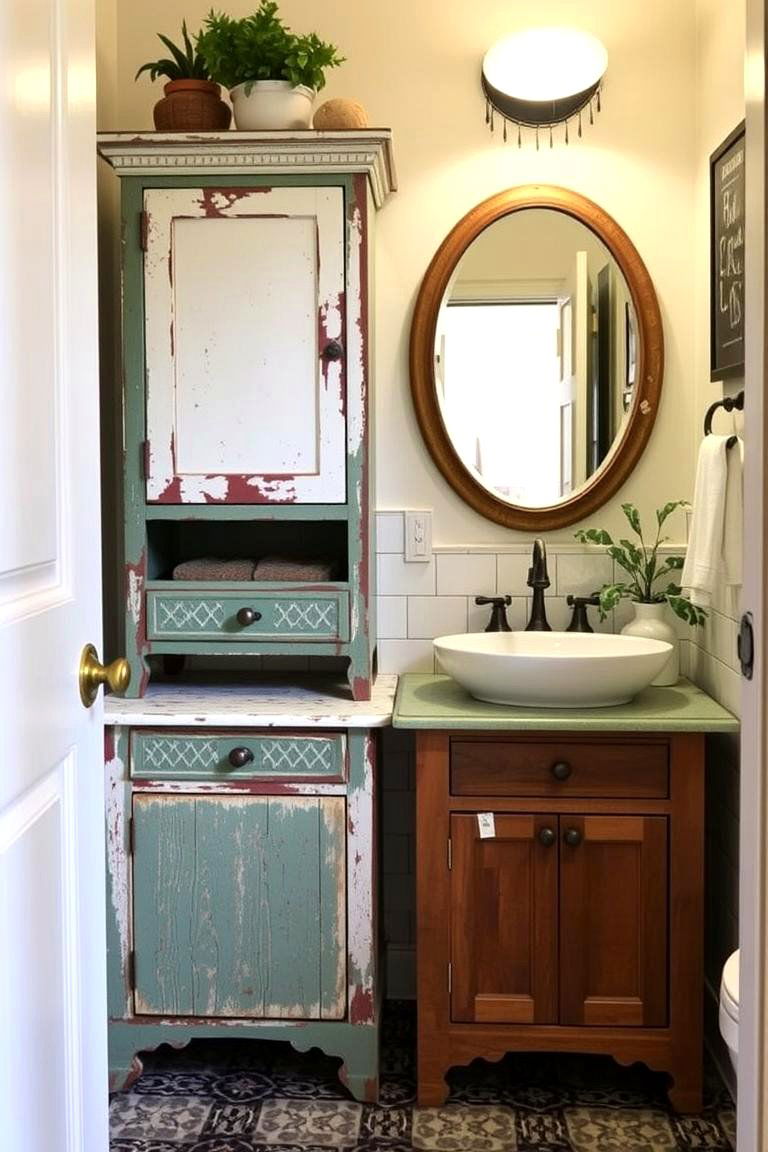 Upcycled Furniture for Sustainable Style - 24 Eclectic Powder Room Ideas
