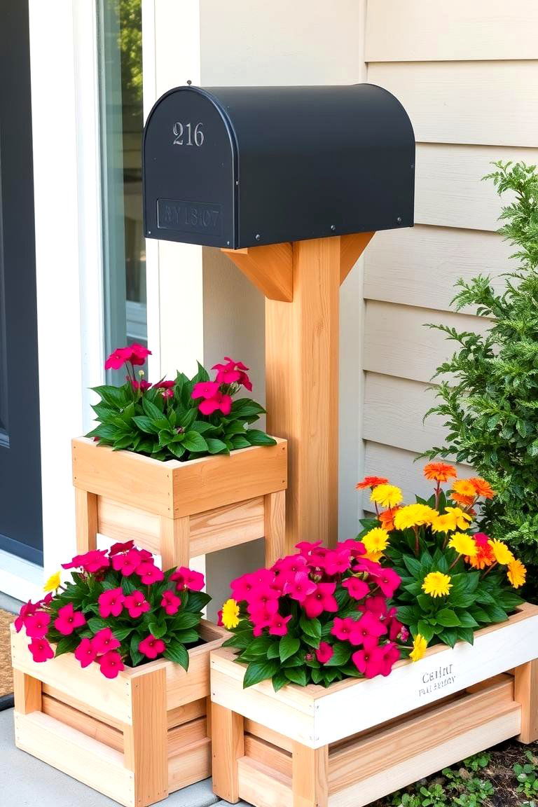 Upcycled Material Planters - 24 Mailbox Landscaping Ideas