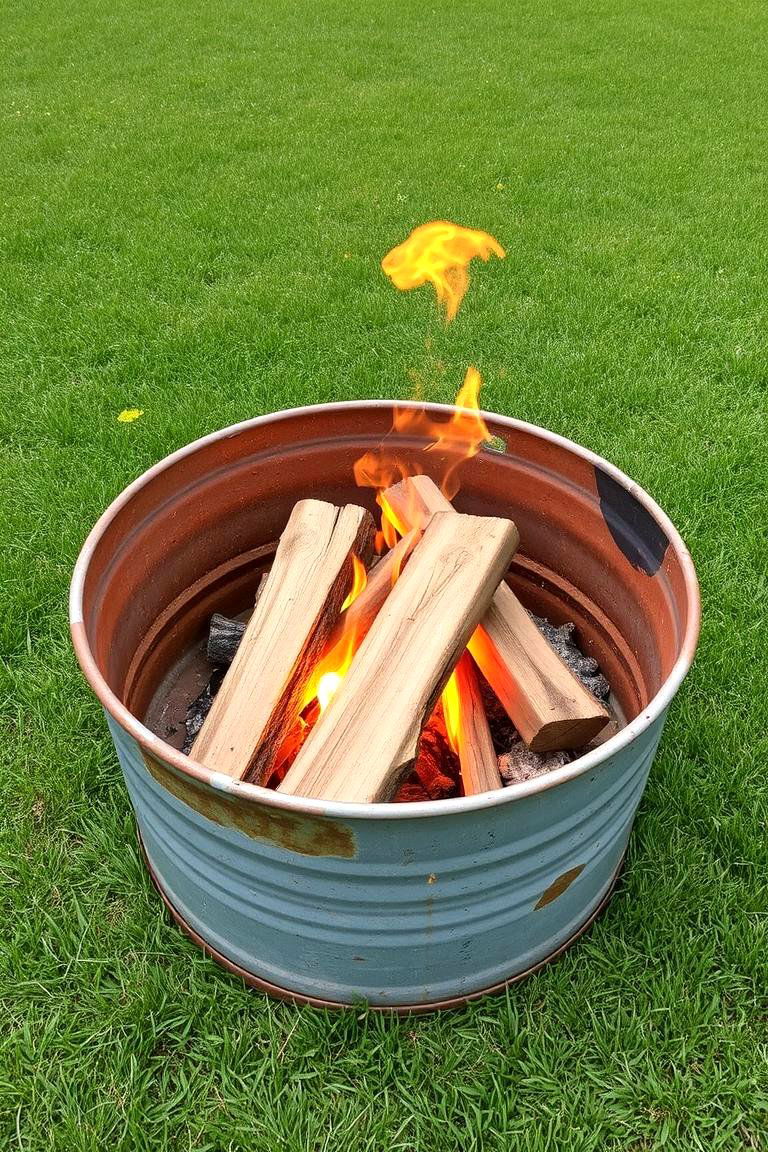 Upcycled Metal Tub Fire Pit - 24 Rustic Fire Pit Ideas