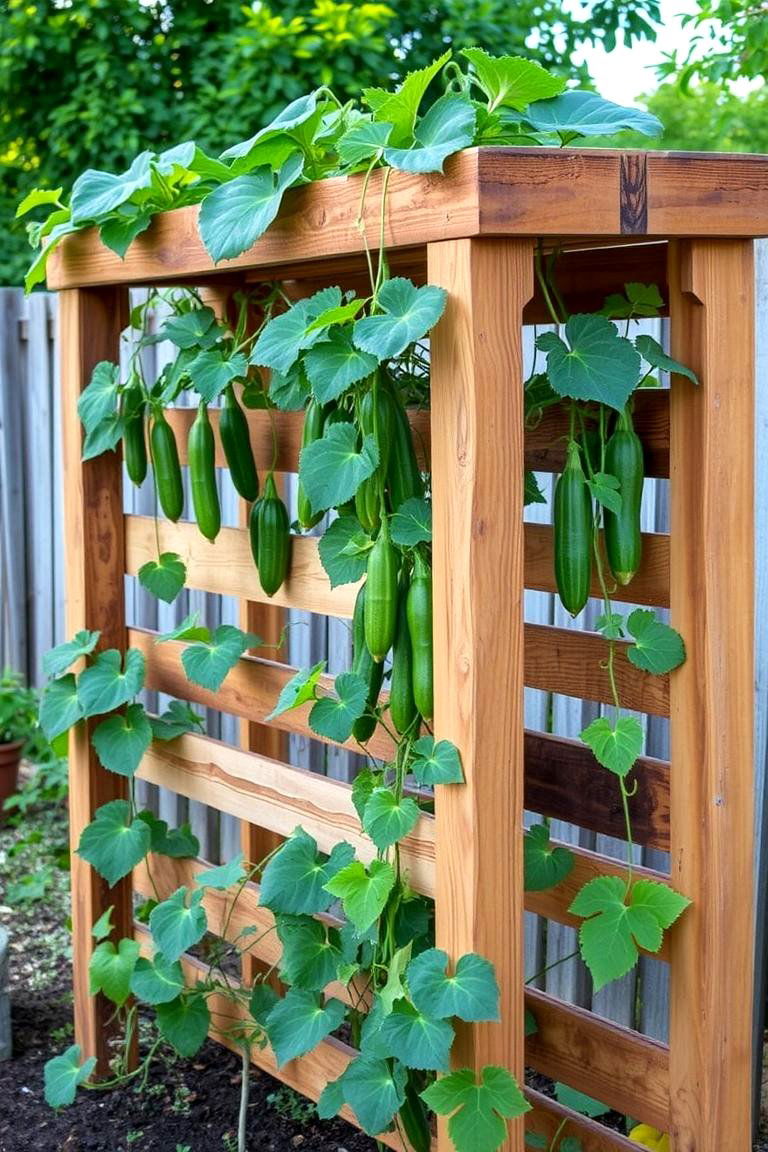 Upcycled Pallet Trellis for Cucumbers - 24 Cucumber Trellis Ideas