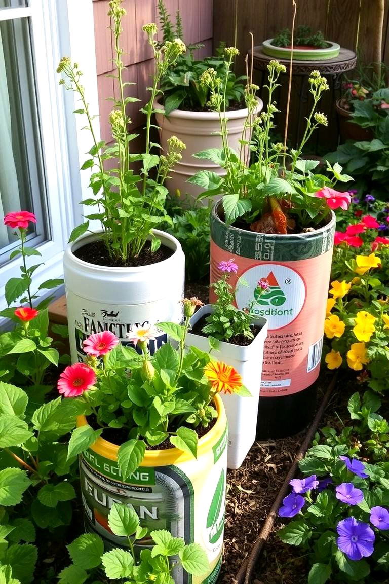 Upcycled Planters - 24 Cheap Backyard Makeover Ideas
