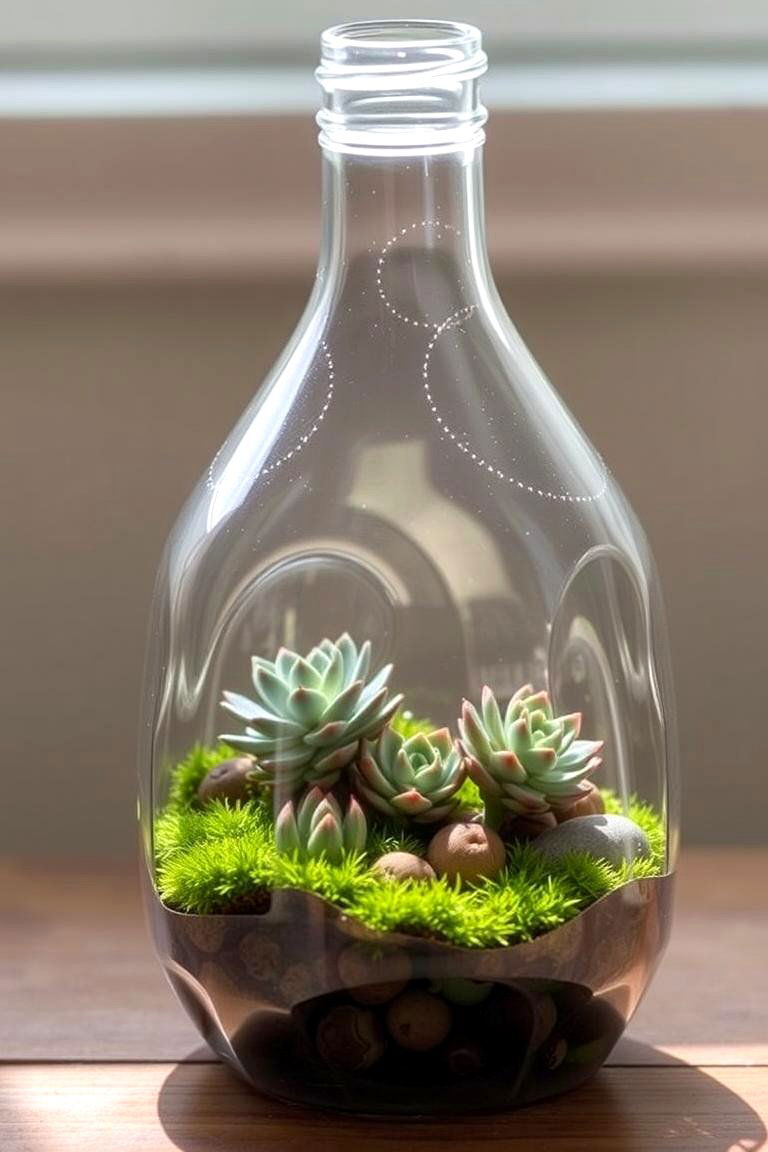 Upcycled Plastic Bottle Planter - 24 Fairy Garden Container Ideas