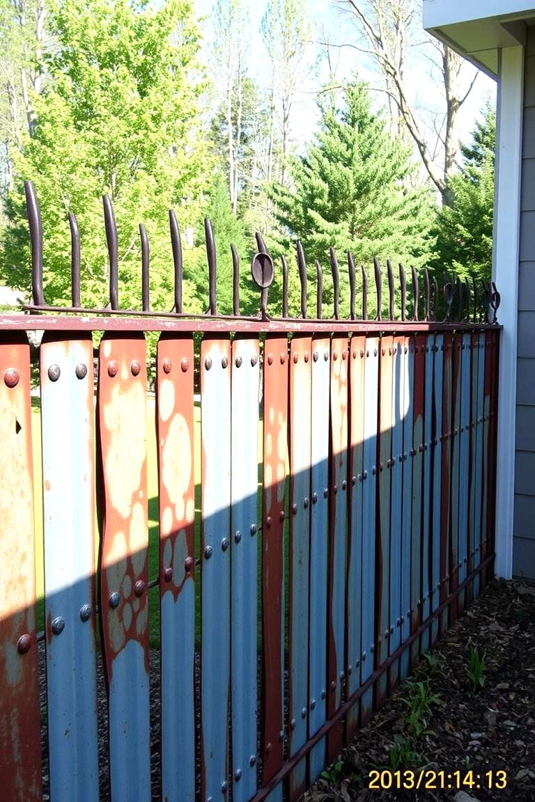 Upcycled Scrap Metal Fencing - 24 Recycled Garden Edging Ideas