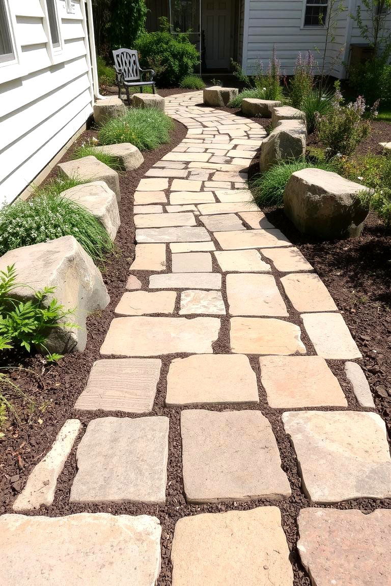 Upcycled Stone Paver Walkway - 24 Rock Walkway Ideas