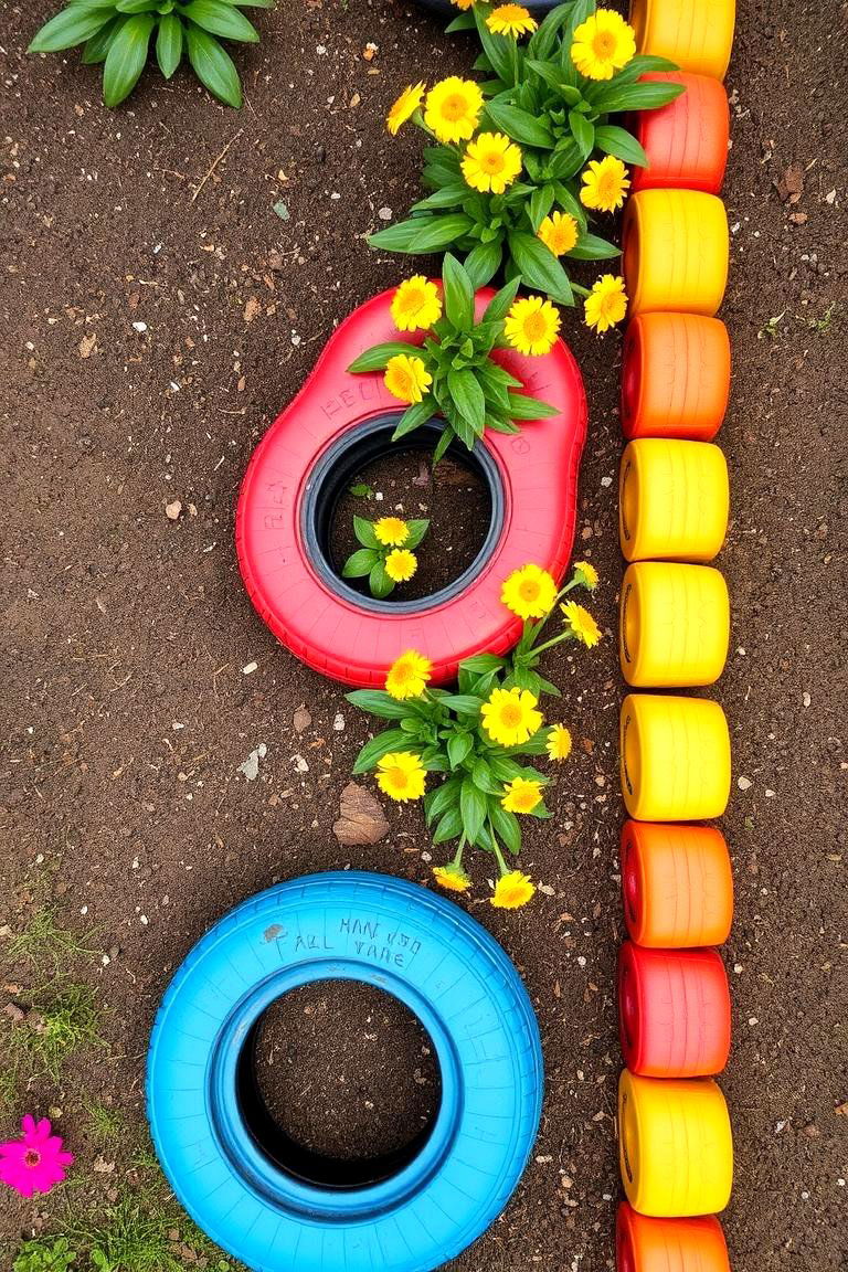 Upcycled Tire Edging - 24 Modern Garden Edging Ideas