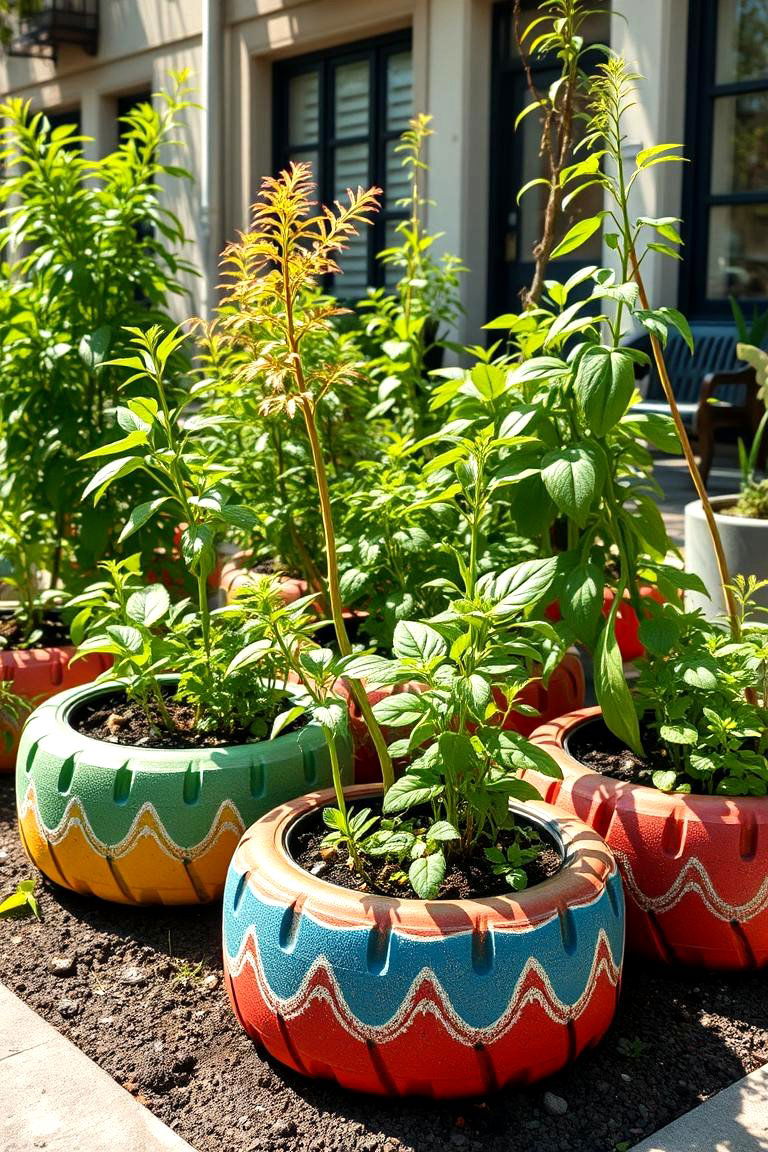 Upcycled Tire Planters - 24 Budget Small Garden Ideas