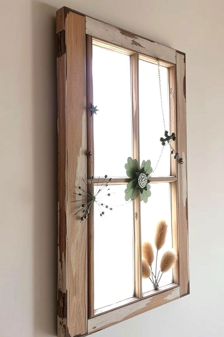 Upcycled Window Frame Decor - 24 Rustic Wall Decor Ideas