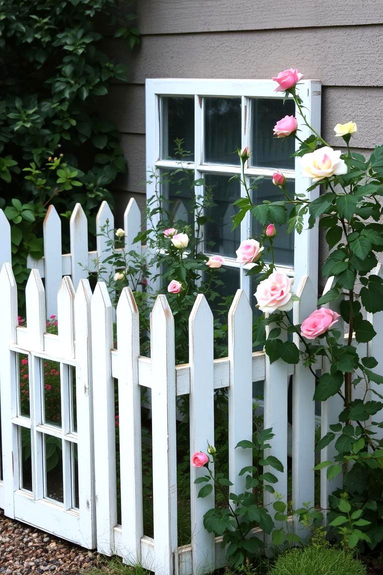 Upcycled Window Frame Fence - 24 Small Garden Fence Ideas