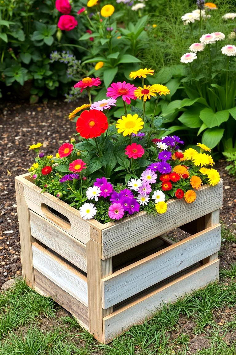 Upcycled Wooden Container Creativity - 24 Rustic Landscaping Ideas