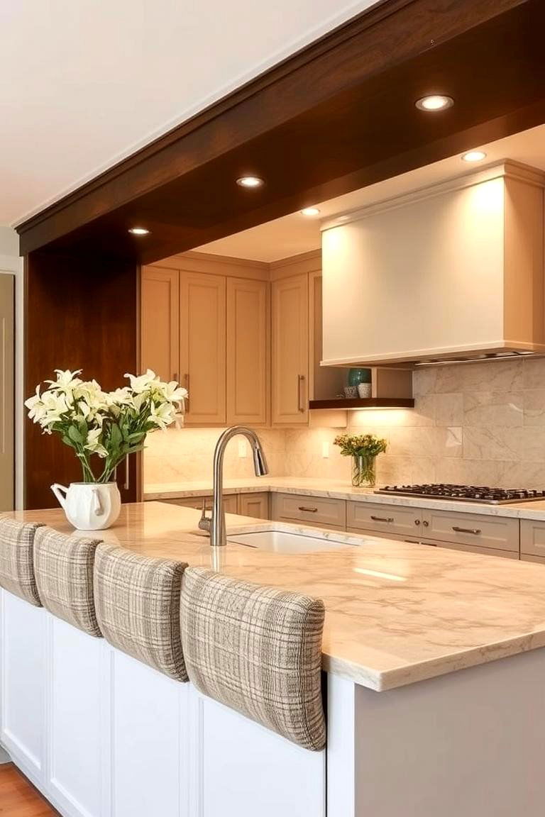 Upholstered Fabric Panels - 24 Kitchen Island Back Panel Ideas