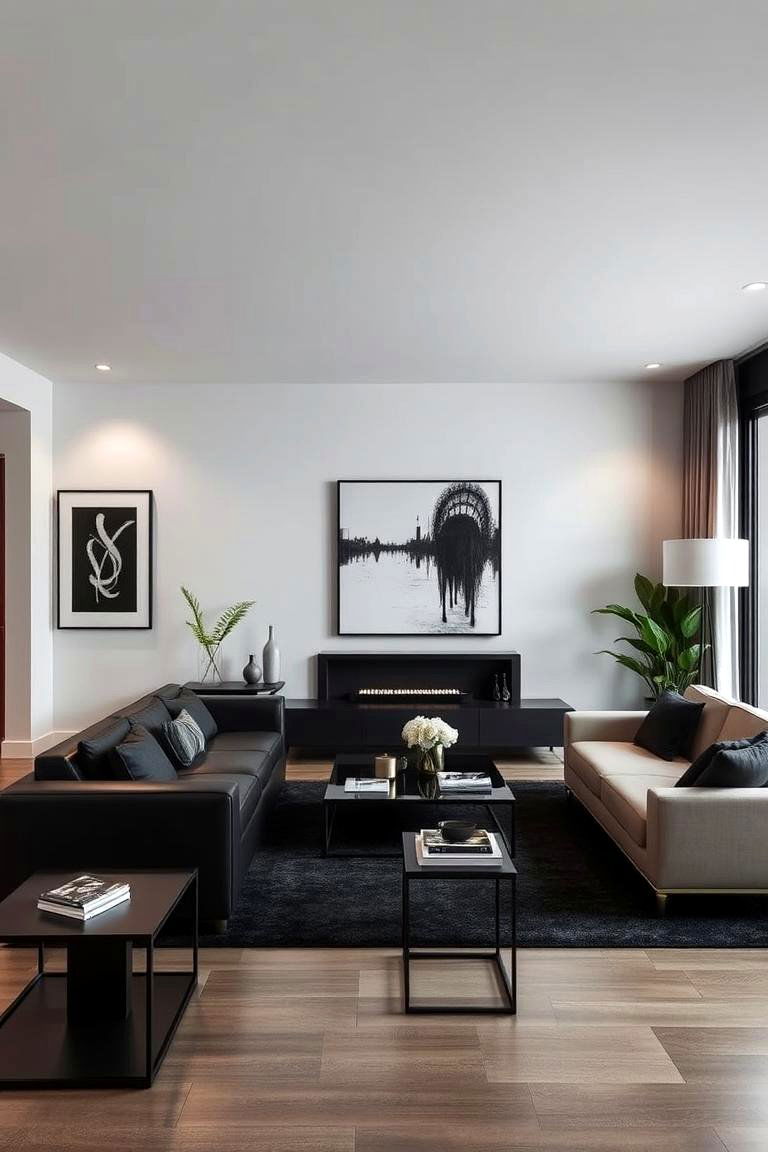 Urban Black Sophistication - 24 Black Living Room Ideas