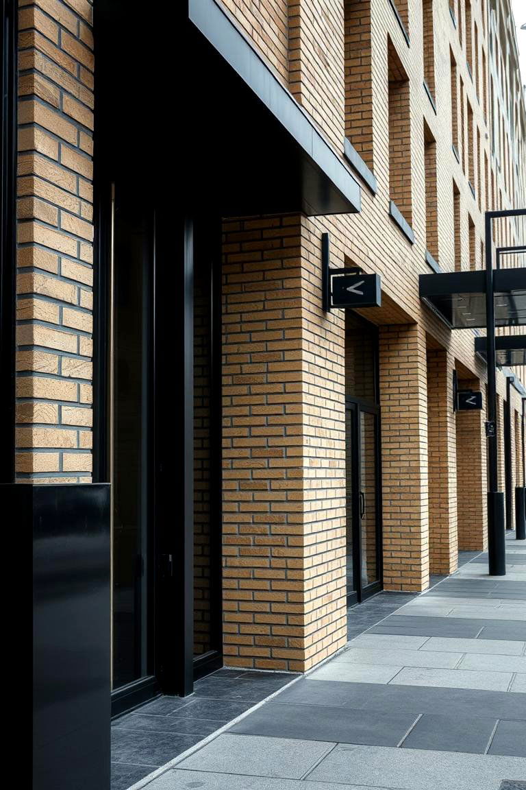 Urban Blonde Brick and Sleek Black - 24 Blonde Brick House Color Schemes