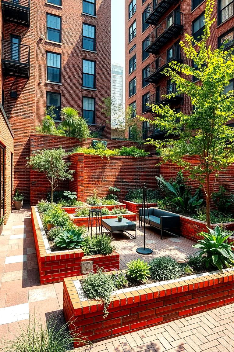 Urban Brick Garden Oasis - 24 Brick Landscaping Ideas