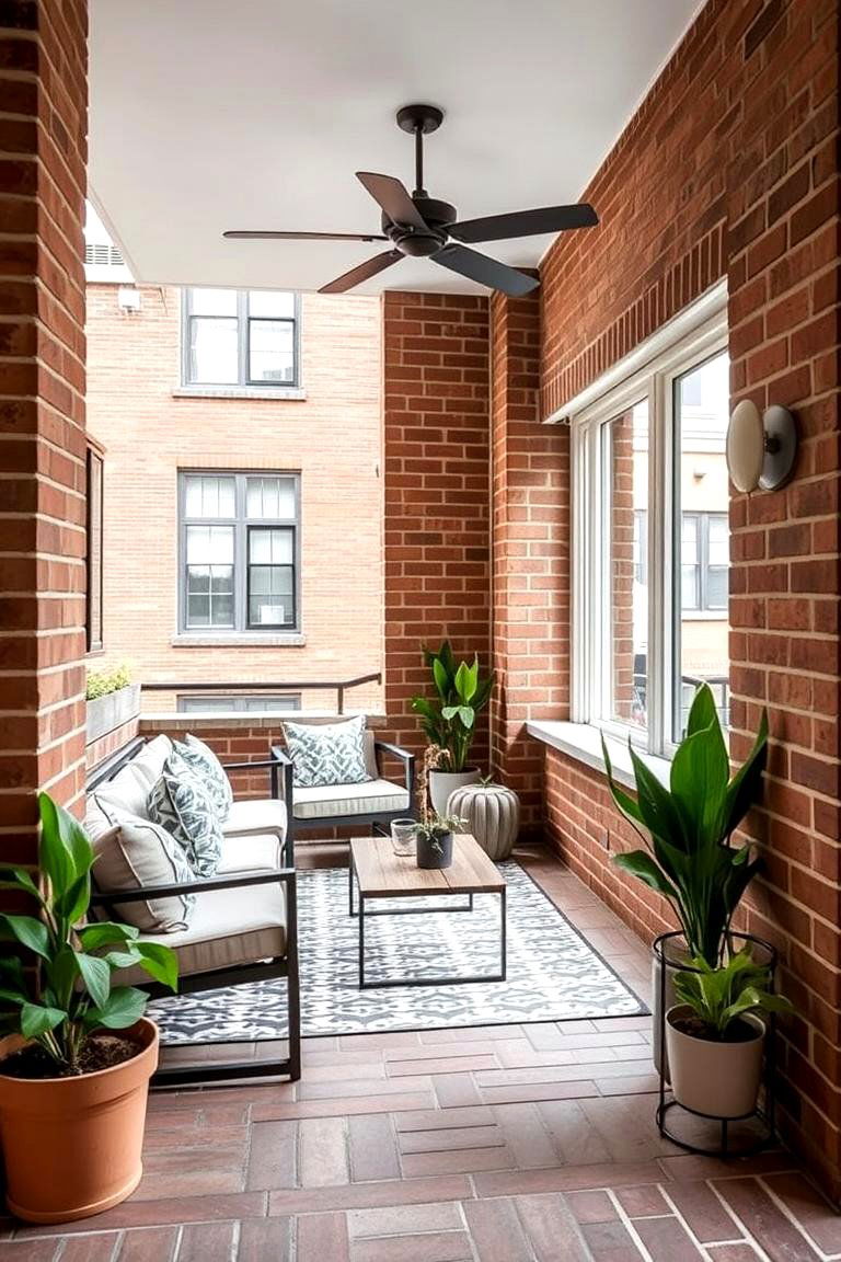 Urban Brick Porch Oasis - 24 Brick Porch Ideas