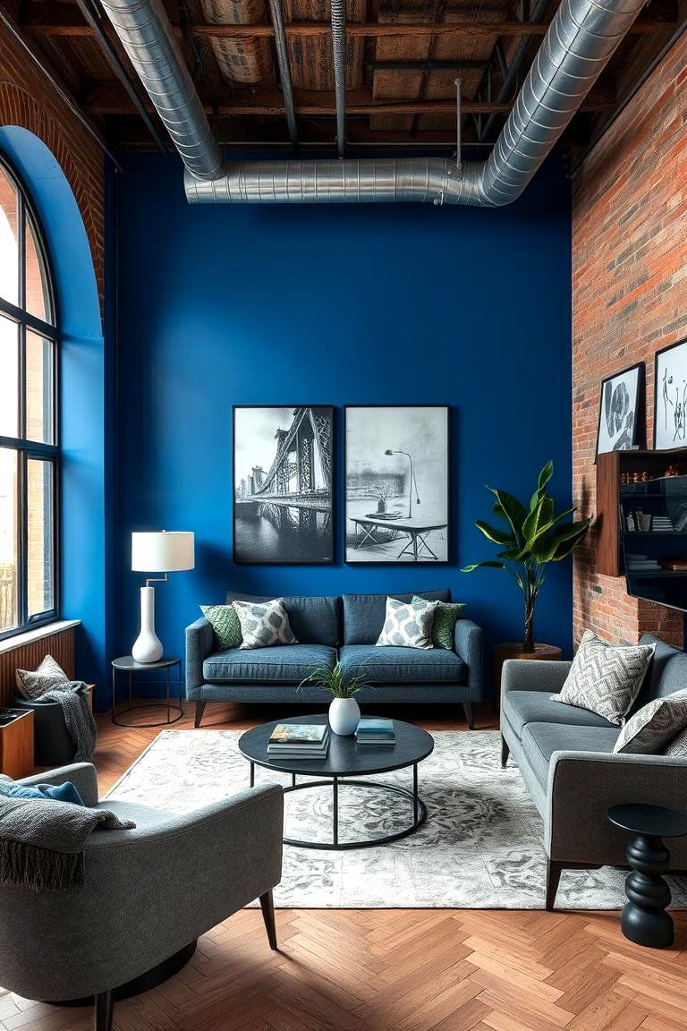 Urban Chic Dynamic Blue and Grey Living Room Decor - 24 Blue and Grey Living Room Ideas