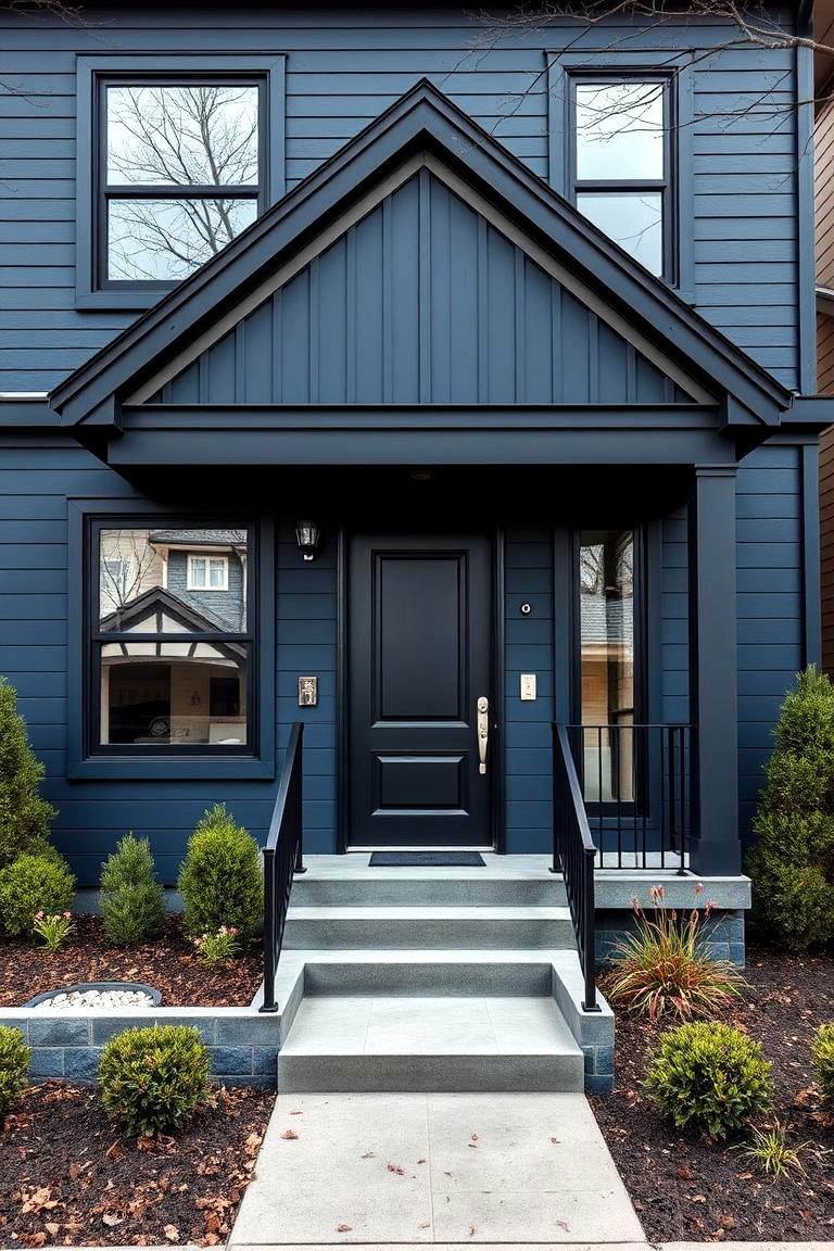 Urban Chic Facade - 24 Dark Blue House With Black Trim