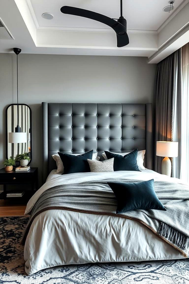 Urban Chic Grey Detailing - 24 Grey Headboard Bedroom Ideas