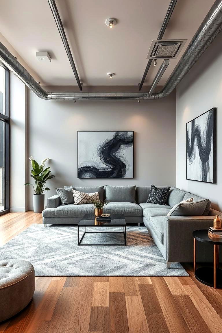 Urban Chic Grey with Metallic Highlights - 24 Grey Sectional Living Room Ideas