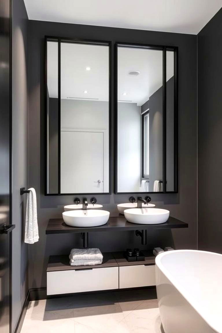 Urban Chic Mirror Designs - 24 Black and Grey Bathroom Ideas