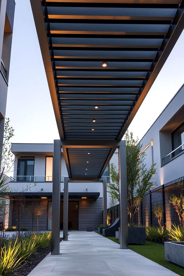 Urban Chic Pergola Shade with Metal Accents - 24 Pergola Shade Ideas