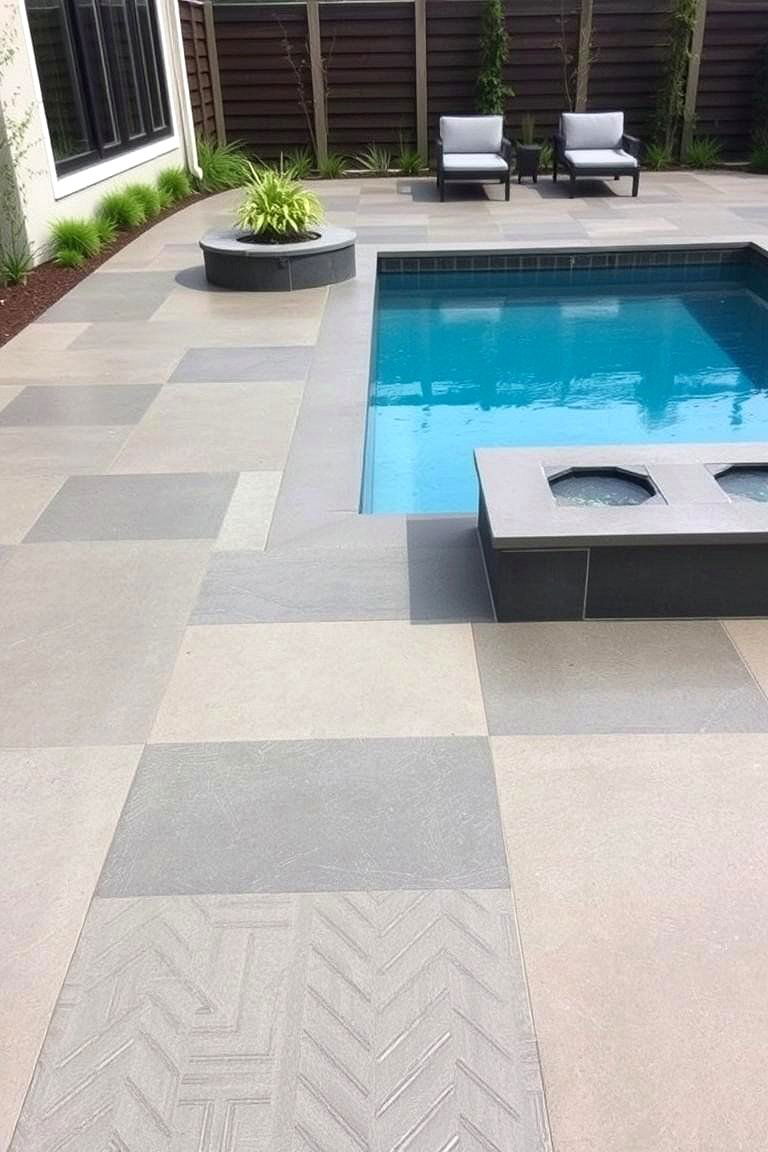 Urban Chic Stamped Style - 24 Stamped Concrete Pool Deck Ideas