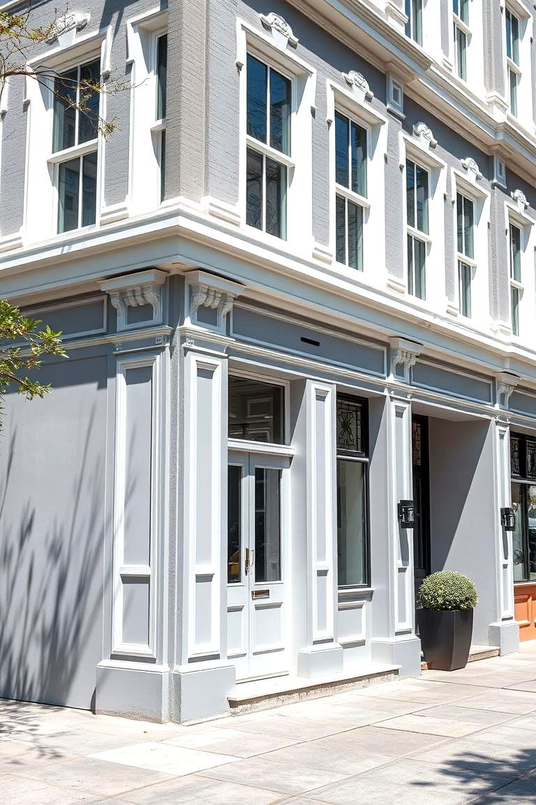 Urban Chic Style - 24 Light Grey House With White Trim Design Ideas