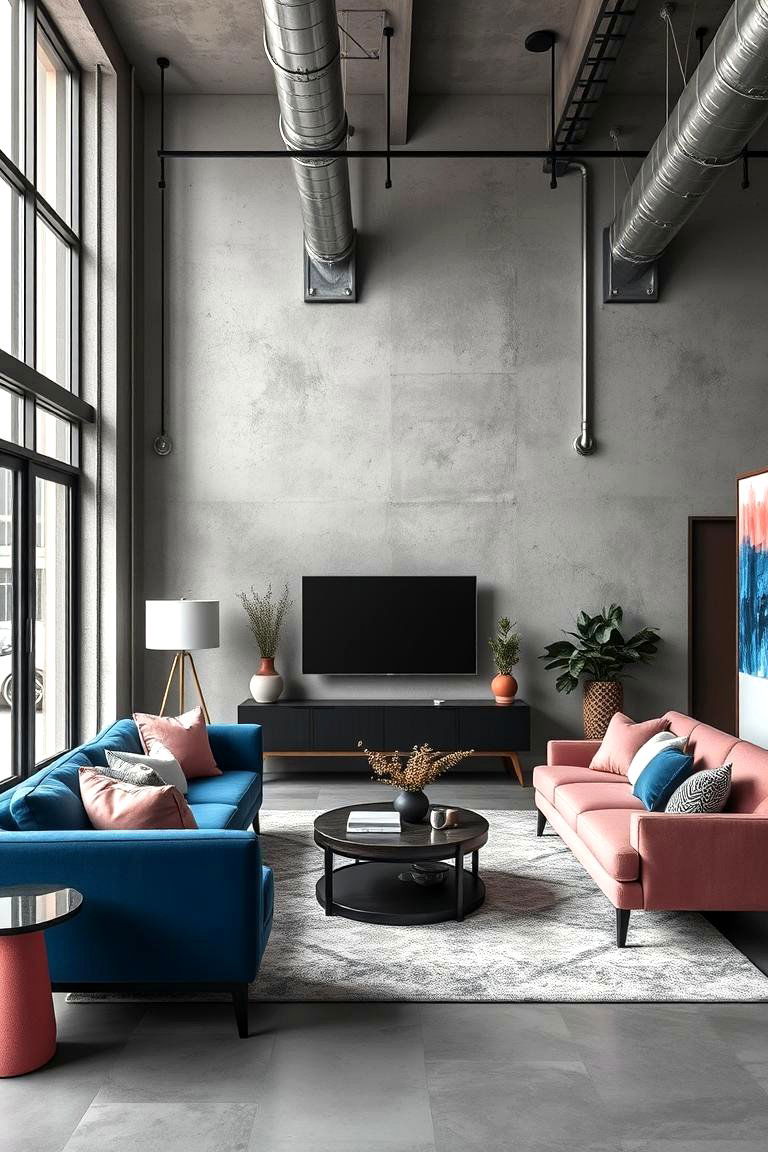 Urban Chic Vibes - 24 Pink and Blue Living Room Ideas