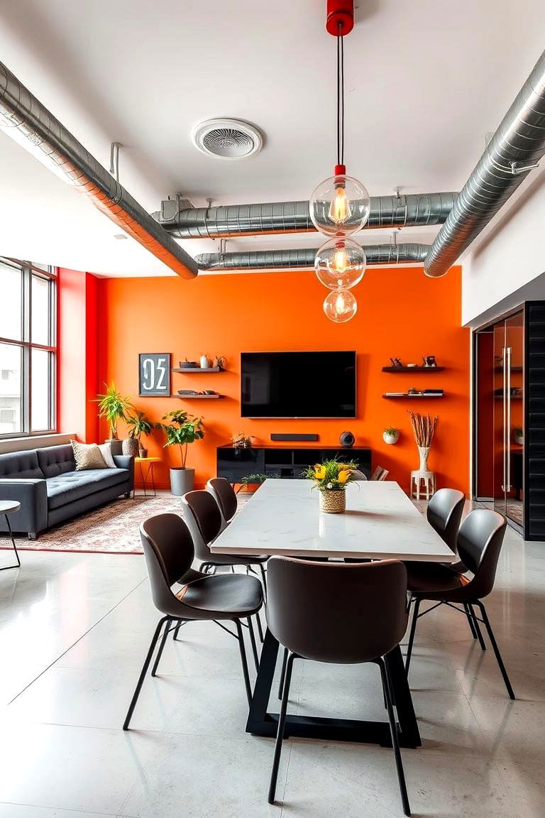 Urban Chic with Bold Accents - 24 Small Living Room Ideas With Tv and Dining Table