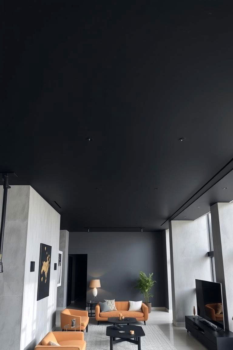 Urban Contemporary Balance - 24 Black Ceiling With Grey Walls