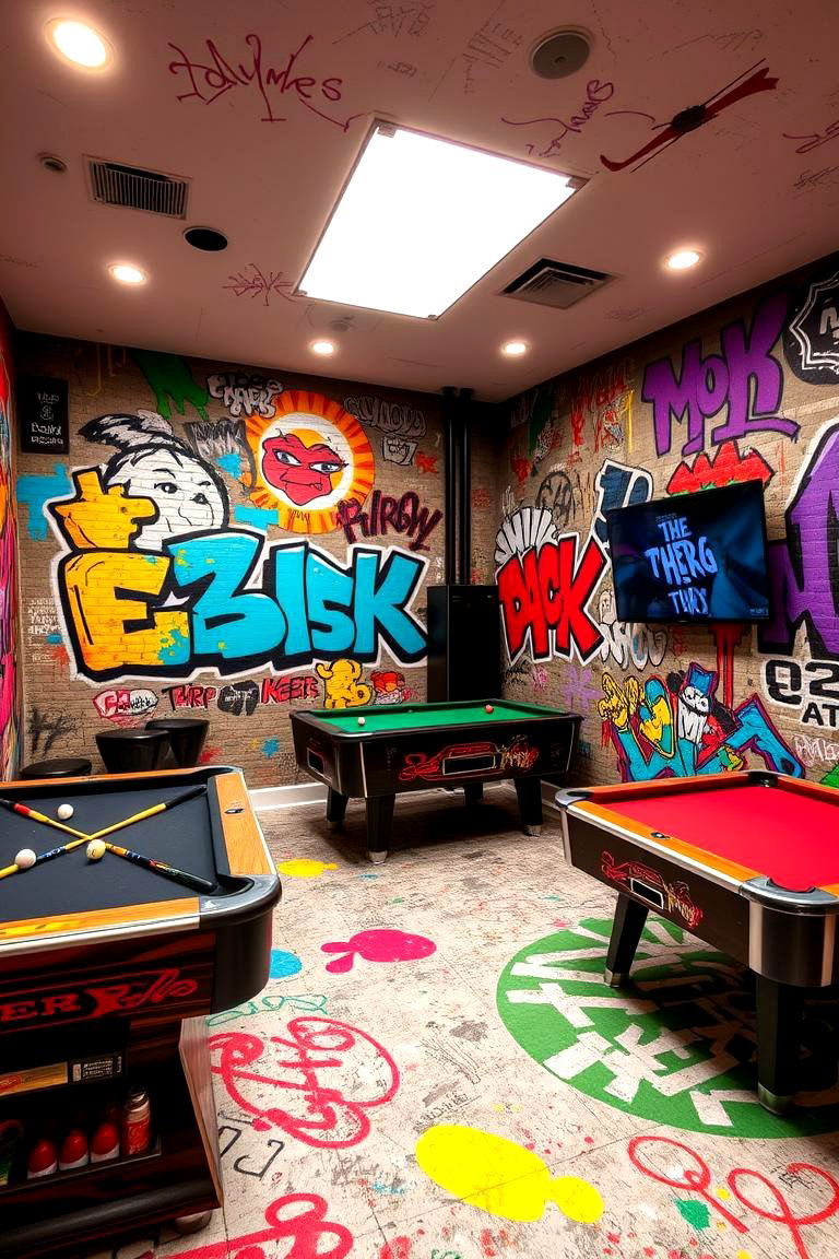 Urban Graffiti Flair - 24 Game Room Paint Ideas