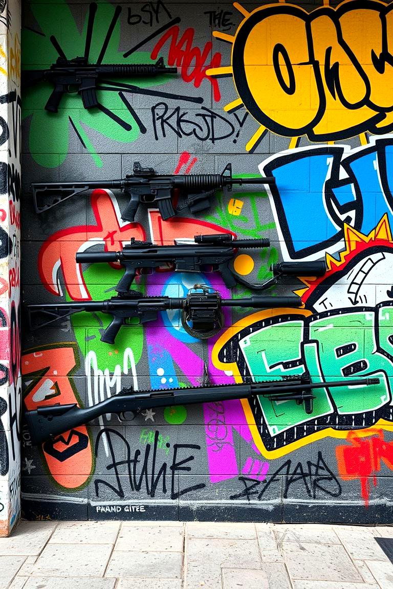 Urban Graffiti Gun Wall - 24 Gun Wall Ideas