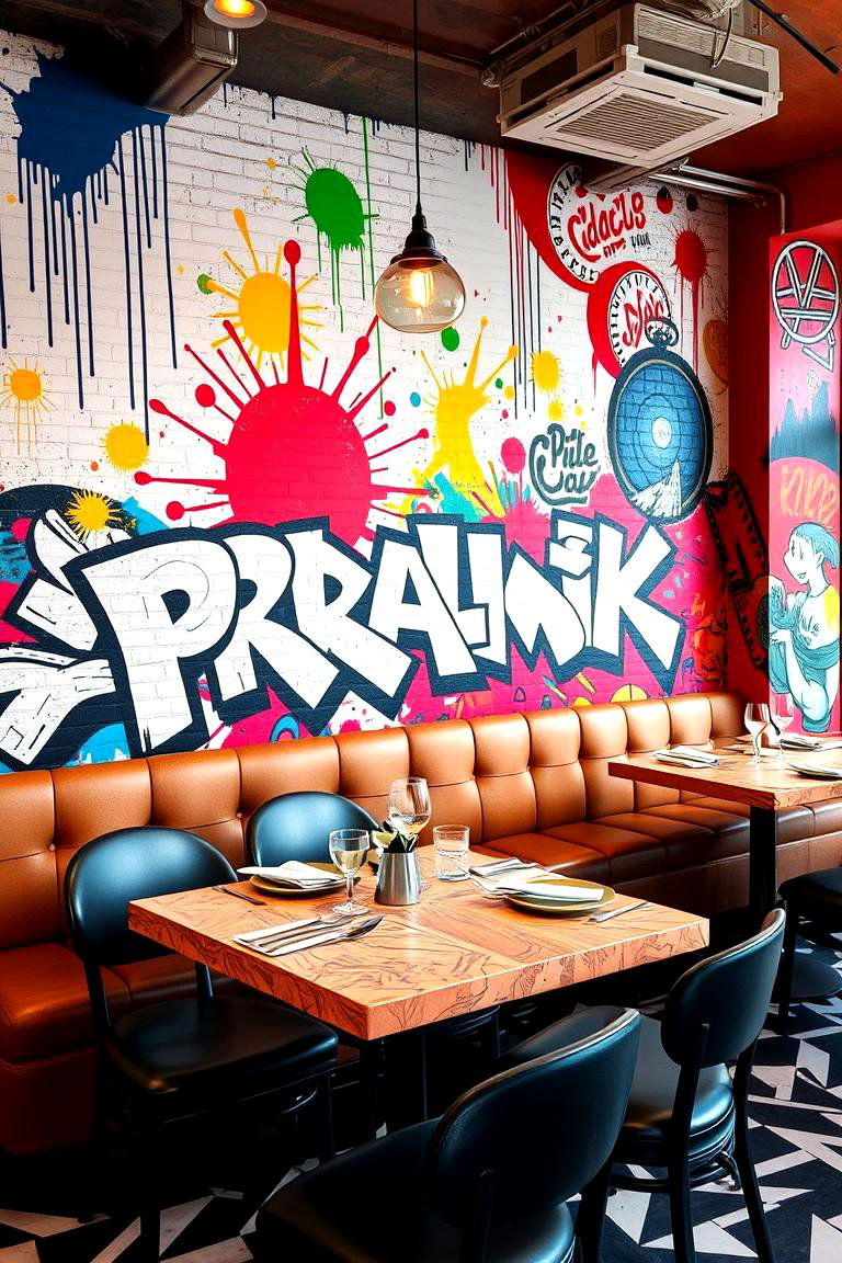 Urban Graffiti Inspired Accent Wall - 24 Dining Room Accent Wall Ideas