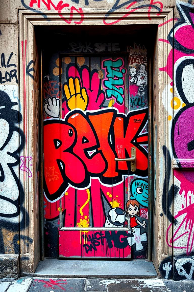 Urban Graffiti Style Door Painting - 24 Door Painting Ideas