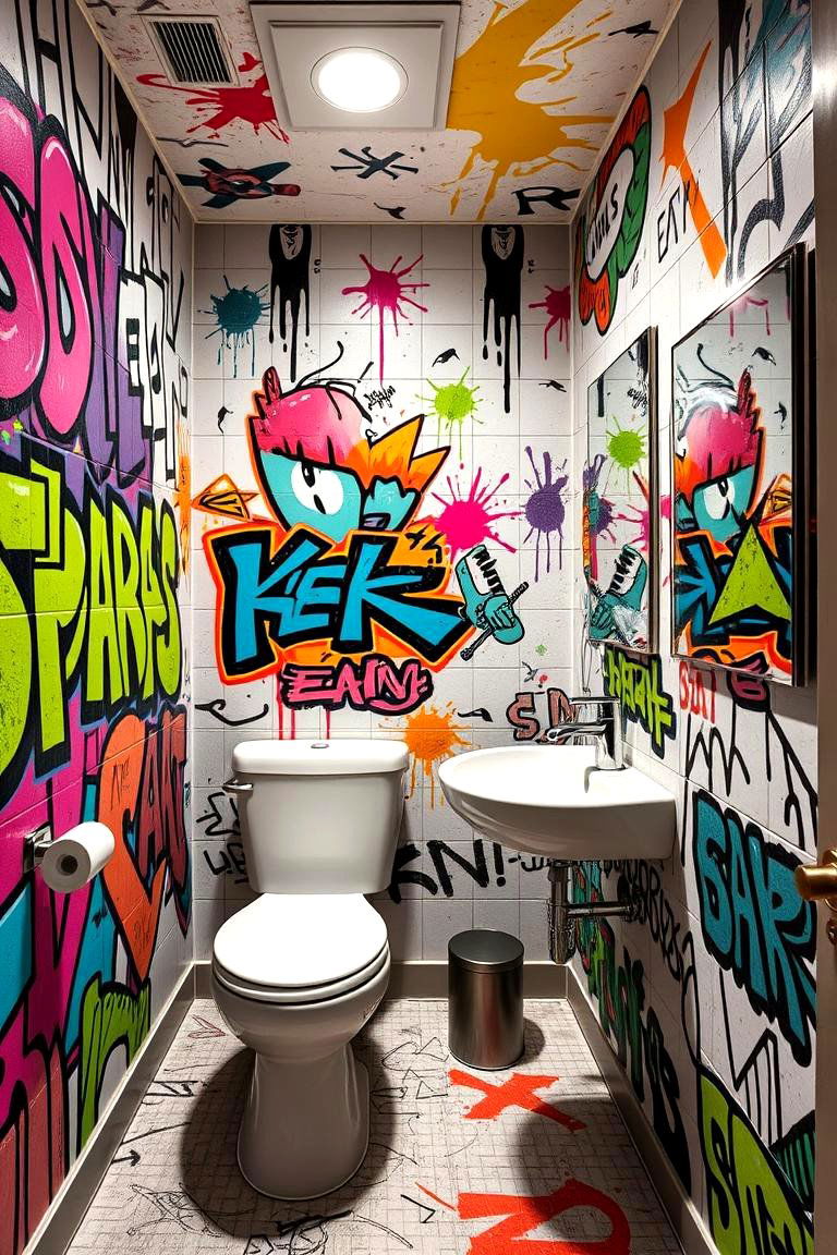Urban Graffiti Style - 24 Teen Bathroom Ideas