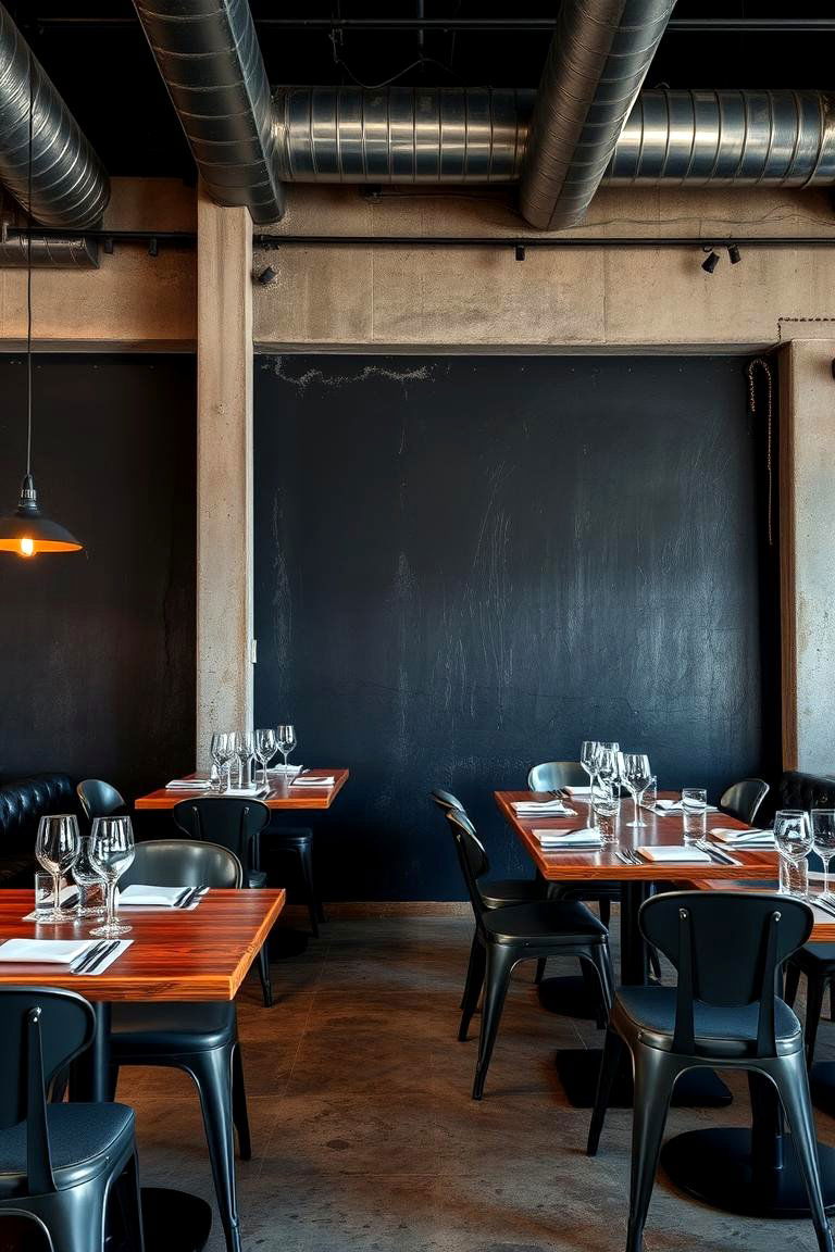 Urban Industrial Black Wall - 24 Black Accent Wall Dining Room Ideas