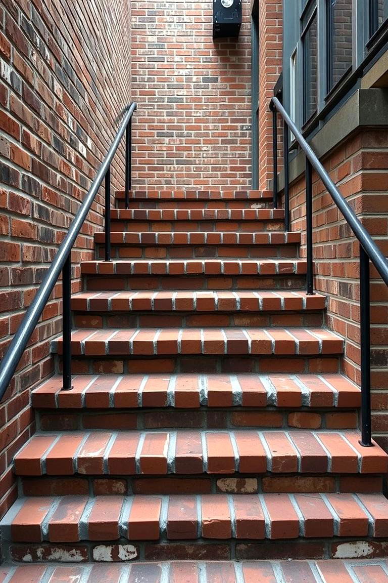 Urban Industrial Brick Steps - 24 Brick Front Steps Design Ideas