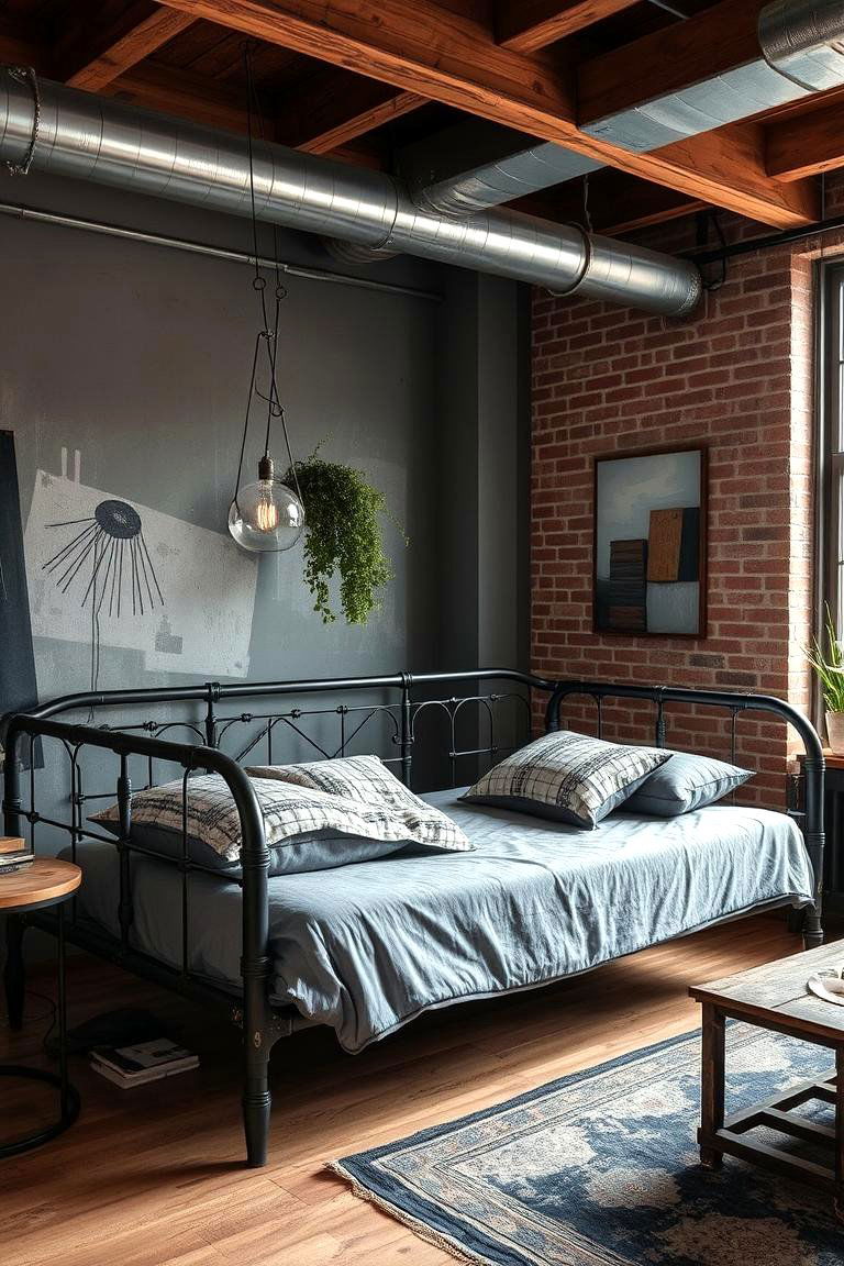 Urban Industrial Daybed with Raw Materials - 24 Daybed Ideas for Small Spaces