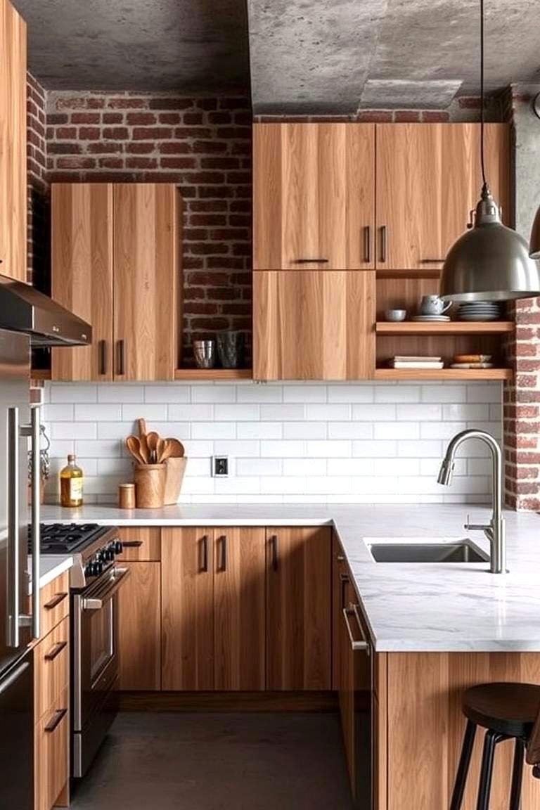 Urban Industrial Fusion - 24 Kitchens With Light Wood Cabinets