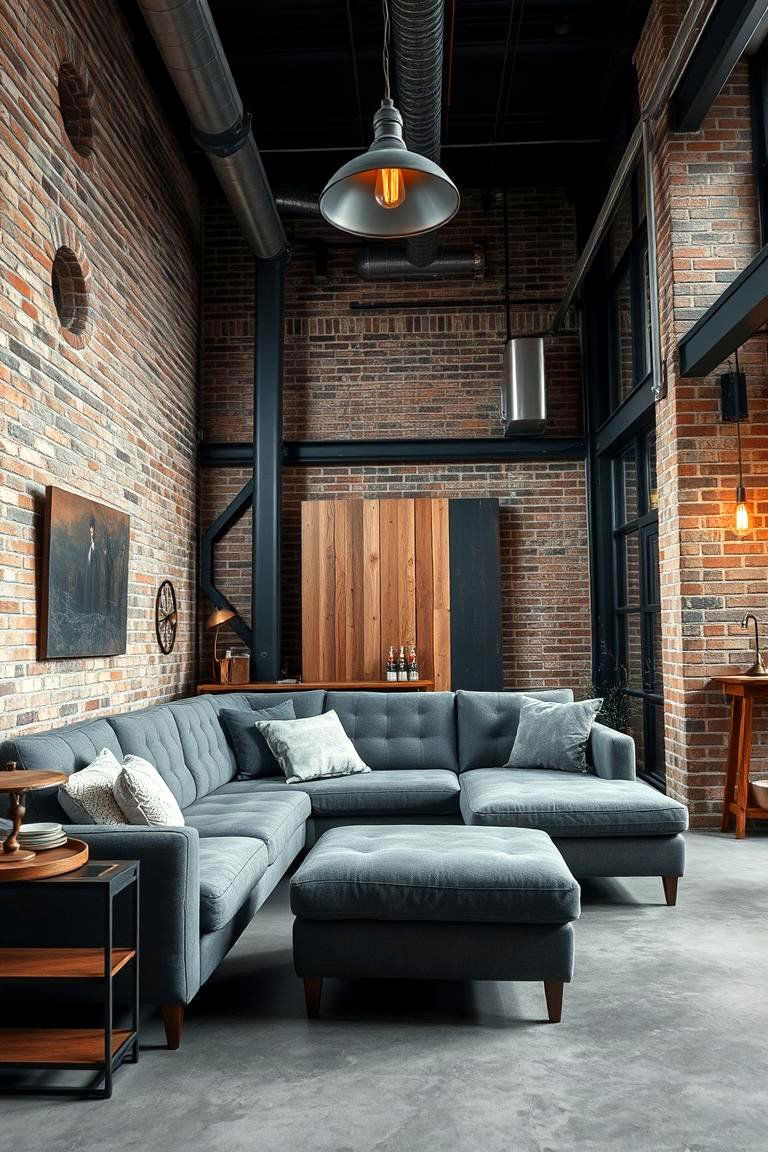 Urban Industrial Grey Ambiance - 24 Grey Sectional Living Room Ideas