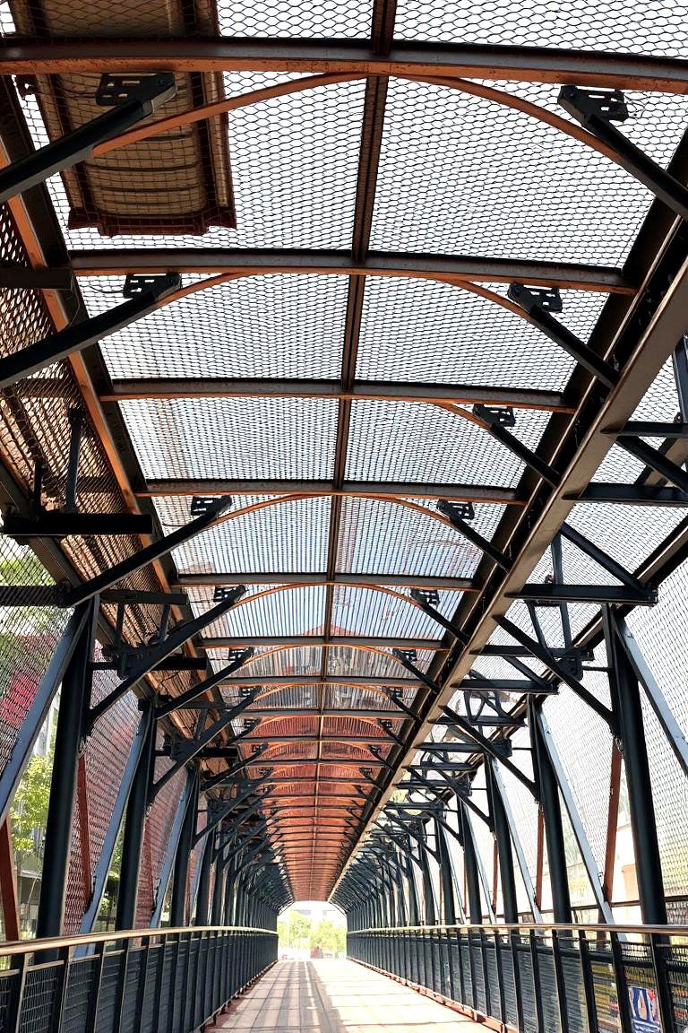 Urban Industrial Mesh Canopy Walkway - 24 Covered Walkway Ideas