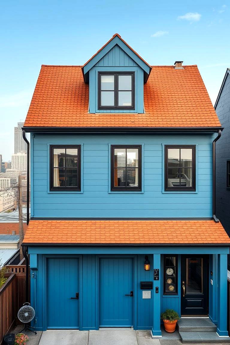Urban Industrial Mix - 24 blue exterior home with a brown roof ideas
