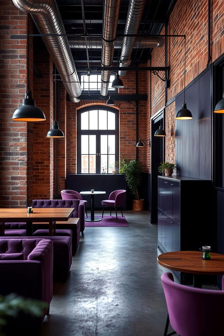 Urban Industrial Twist - 24 Dark Purple Bedroom Ideas