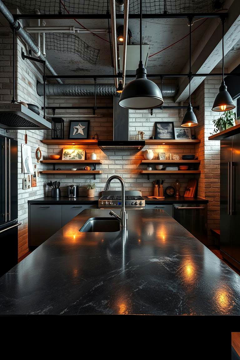Urban Industrial Vibe - 24 Black Kitchen Countertops