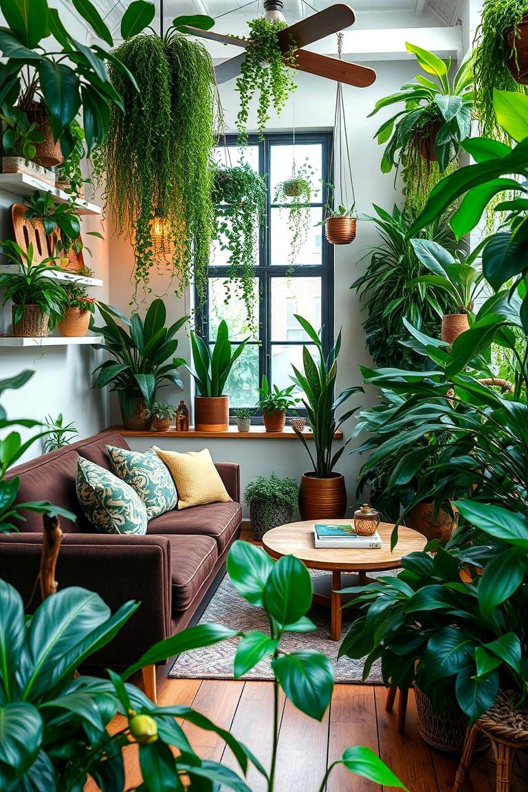 Urban Jungle Oasis - 24 Dark Brown Couch Living Room Ideas